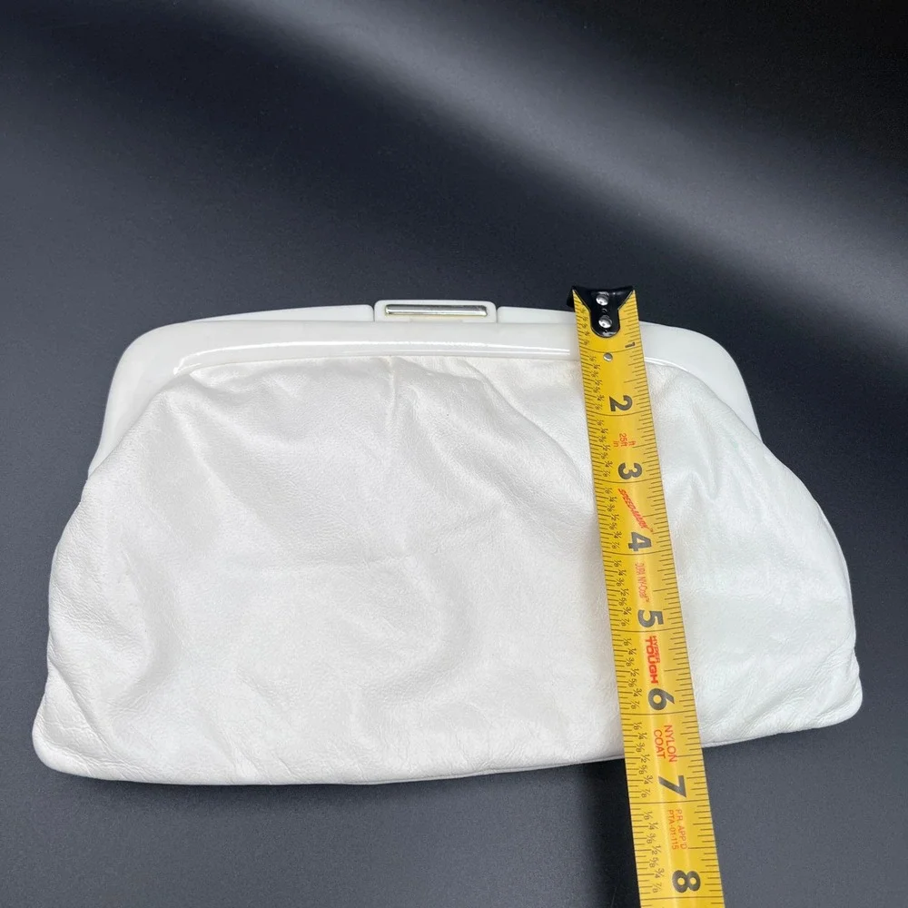 Pierre Charbonnier Vintage White Faux Leather Clutch Bag Plastic Frame France